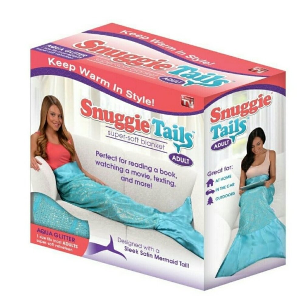 Snuggie Tails Adult Mermaid in Aqua Glitter